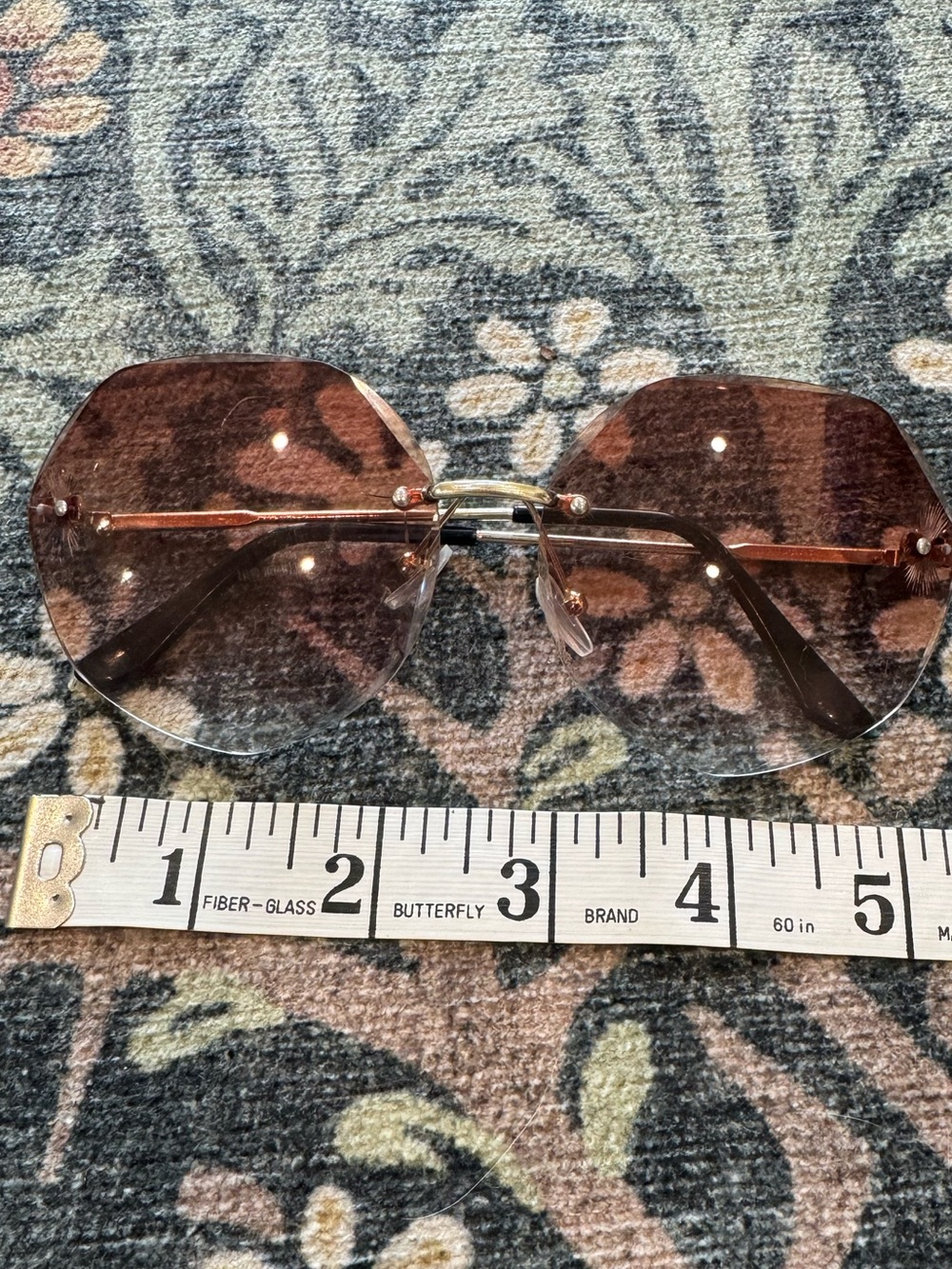 Rimless Octagon Sunglasses - Brown Gradient Lenses